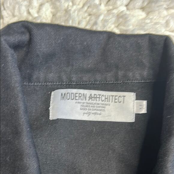 Modern Artchitect Anniversary Denim Jacket with Buttoned Pockets Stylish Black - Picture 4 of 13
